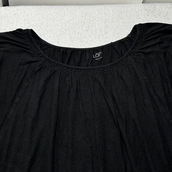 Ann Taylor LOFT Women's Large Black Short Sleeve Pullover TShirt Top Lightweight - Picture 2 of 12